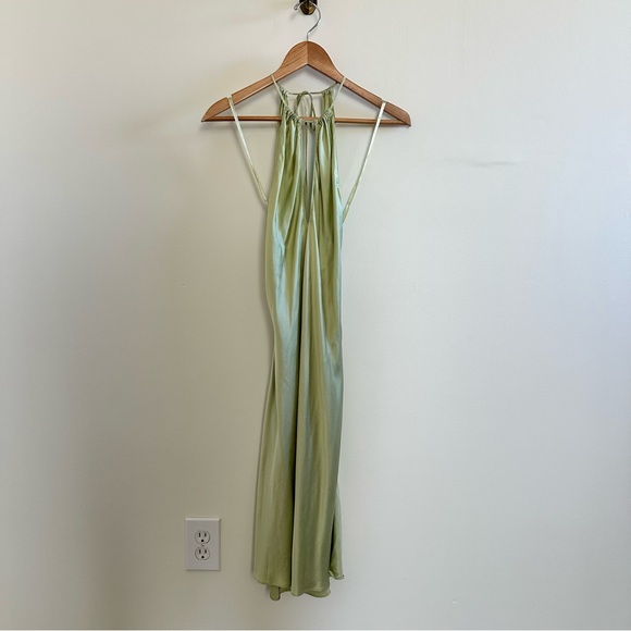 Vintage Victoria's Secret SILK pistachio green backless halter dress - Picture 2 of 4